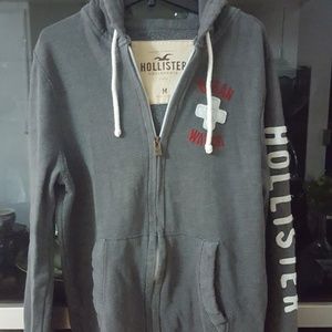 Hollister gray medium hoodie zip up